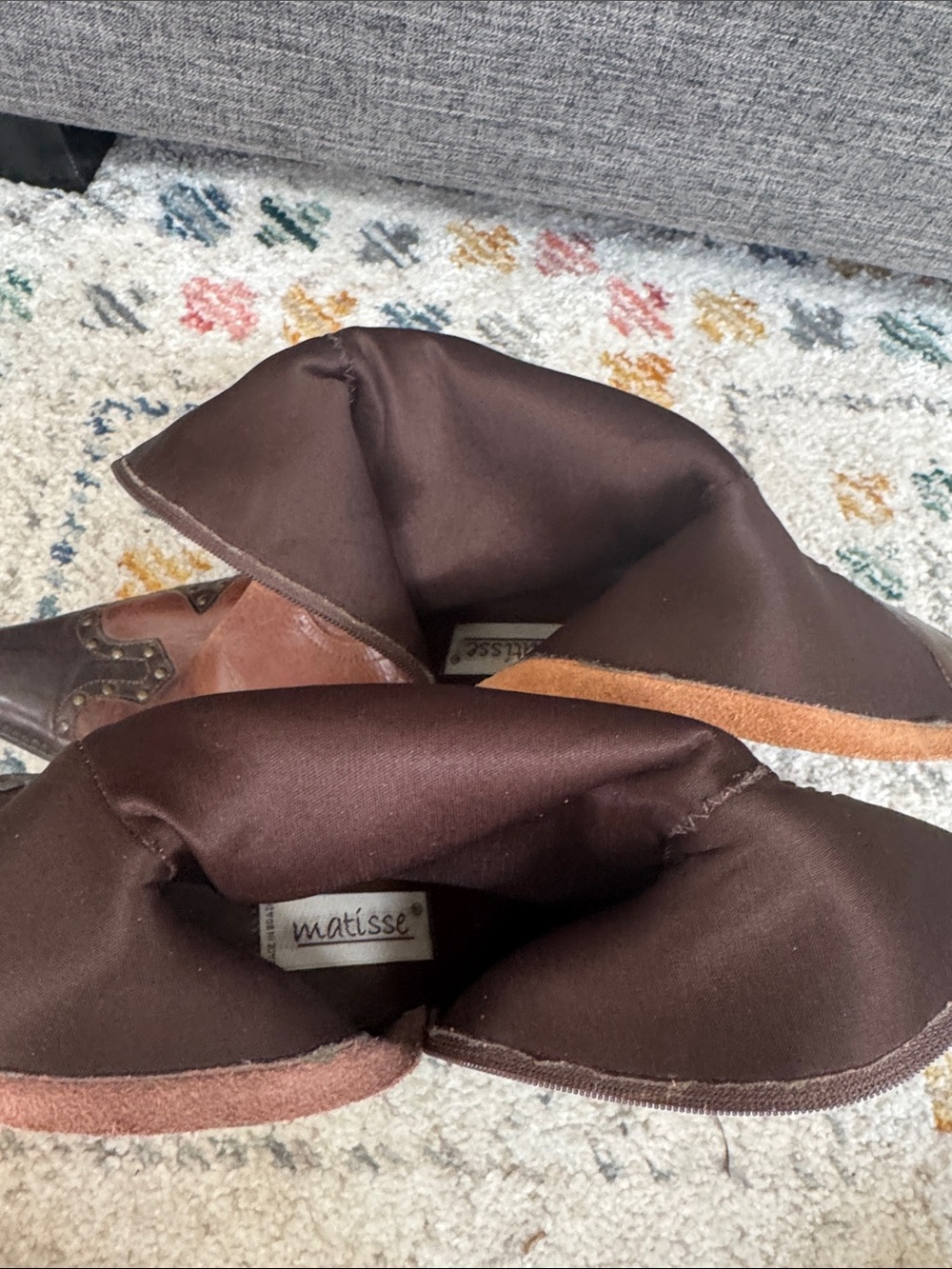 Matisse Leather Western Boots Size 8 Studded Cowboy Boots Brown Boho Festival - Picture 8 of 8